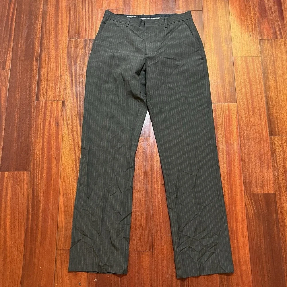 Banana Republic Pants Mens 32x34 Brown Pinstriped Classic Fit Polyester Light